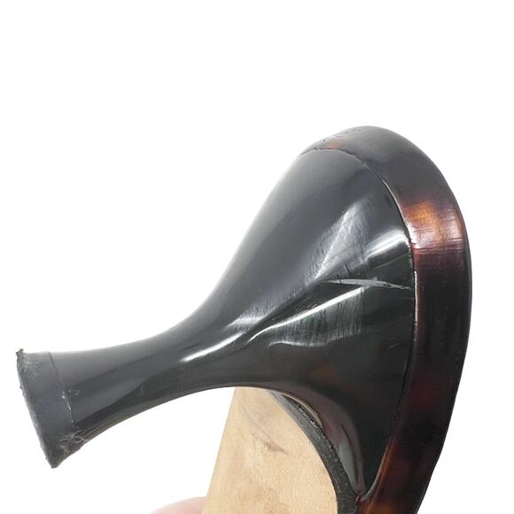 Vintage Stuart Weitzman Tortoise Patent Leather Kitten Heel Sandals Womens sz 6 - Picture 13 of 16
